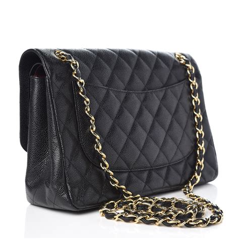 chanel quilted caviar|CHANEL Caviar Quilted Jumbo Double Flap Black.